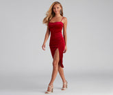 Holiday Luxe – Gerüschtes Kleid aus Samt mit Bindeband hinten