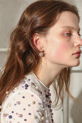 Runde Vintage-Ohrringe mit schwarzem Kristall