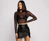 Get Spotted Glitzer Mesh Crop Top