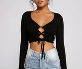 Trendy Crop Top aus gebürstetem Strick mit Twist-Front
