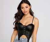 Kurzes Bustier aus Kunstleder „Edgy Glam“