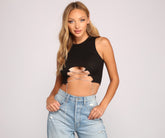 Luxe Vibes Rhinestone Lace-Up Top