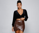 Feelin' Chic Flocked Velvet Crop Top