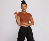 Süßes und schlichtes Kurzarm-Crop-Top