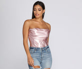 Sinnliches Satin-Korsett-Crop-Top