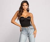 Ikonisches kurzes Satin-Bustier