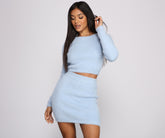 Crop-Top aus Wimpernstrick mit Rundhalsausschnitt