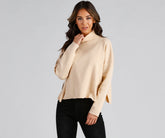 Pull à col roulé confortable en tricot