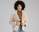 Manteau moto en sherpa luxueux et chic