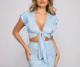 Fab Florals – Oberteil mit flatternden Ärmeln und Bindeband vorn