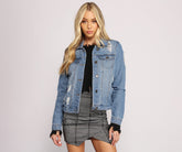 Veste en jean élégante et vieillie