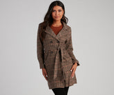 Uptown Plaid Trench Coat