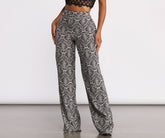 Hose mit weitem Bein und hohem Bund im Bohemian-Print