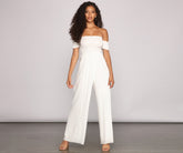 Vacay Bound – Schulterfreier Jumpsuit mit Smokarbeit