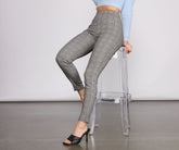 Enge Karottenhose mit Glencheck-Muster