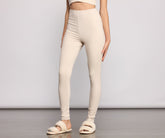 Leggings aus Rippstrick mit hoher Taille