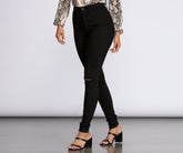 Skinny Jeans mit hohem Bund und Schlitz