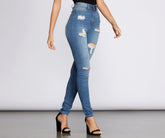 High Rise Super-Destructed-Röhrenjeans