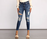 High Rise-Röhrenjeans im Destroyed-Look