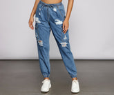 Cargo-Jogginghose aus Denim mit hohem Bund