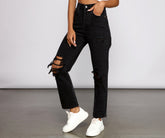 Extra hohe Jeans im Distressed-Look