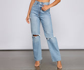 Distressed-Boyfriendjeans mit hohem Bund