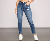 High Rise Basic-Jeans mit geradem Bein