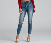Verkürzte Skinny-Jeans „Taylor“ im Distressed-Look