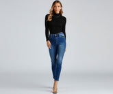Harper – Mittelhohe Skinny-Jeans im Distressed-Look