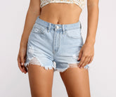 High-Waist-Shorts aus abgeschnittenem Denim