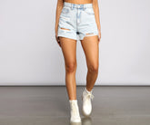Ausgefranste Mom-Shorts mit hohem Bund