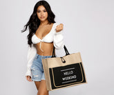 „Hello Weekend“-Tragetasche aus Stroh