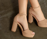 Essential Peep Toe Faux Nubuck Heels