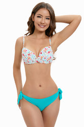 Einfarbiges Bikini-Set mit Bindeband vorne