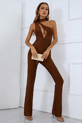 Babara One-Shoulder-Jumpsuit mit Schulterpolstern