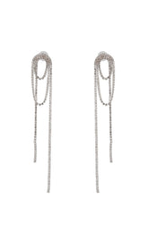 Silver Diamond Tassel Earrings