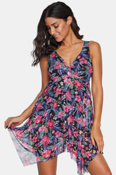 Robe de bain une pièce sans manches à motif floral