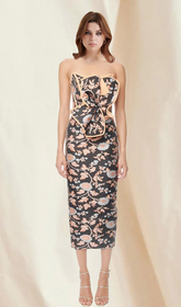 Robe mi-longue bustier en jacquard