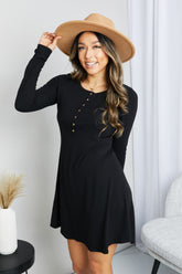 Robe Henley grande taille Portland Pines en noir