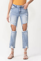 Lovervet – Amari – Zerstörte, hochgeschnittene, gerade Jeans in voller Größe