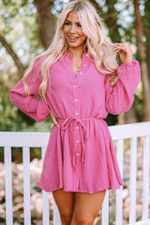 Robe boutonnée texturée avec ceinture