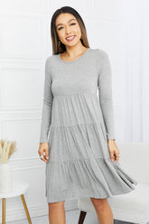 Robe à volants et col rond à manches longues BOMBOM
