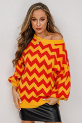 Tunika-Pullover mit Chevron-Laternenärmeln