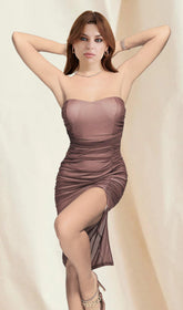 Robe mi-longue en maille sans bretelles