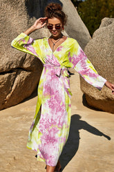 Robe longue portefeuille tie dye