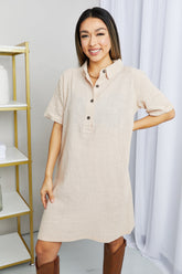 Robe à demi-boutons en gaze pleine grandeur Iconic Scene en Dusty Blush