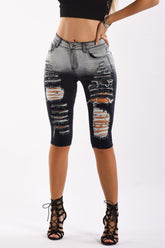 Biker-Shorts aus Denim mit Farbverlauf in voller Größe