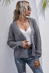 Button-Down-Cardigan mit überschnittenen Schultern und Rippenmuster