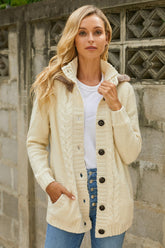 Cardigan à capuche avec bordure en fausse fourrure