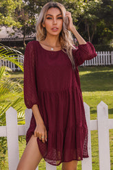 Robe à pois unis avec ourlet à volants